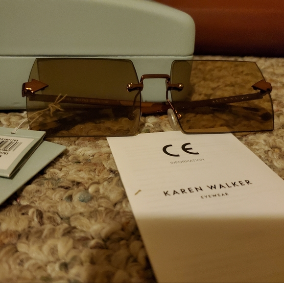 NWT KAREN WALKER The Bird 180176 Light Brown Rectangular Frame Tinted Sunglasses main image 4